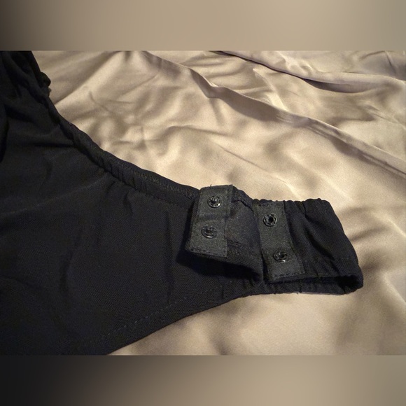 Chrysanthemum Black Draped Bodysuit - Picture 4 of 4